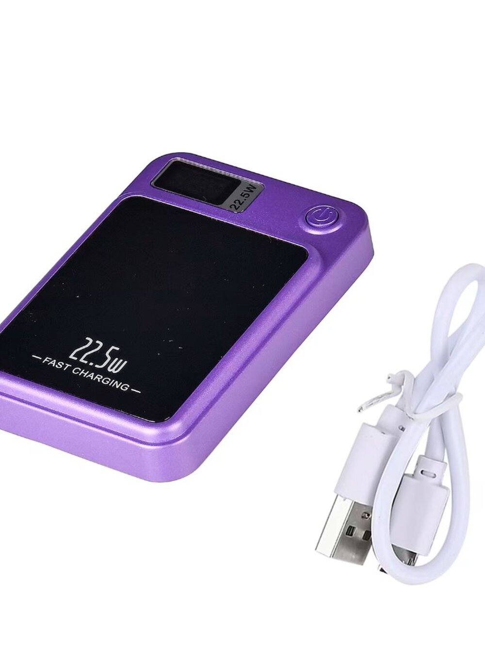 Purple Fast Charging Power Bank w/Wireless Charging Function & LED Digital Displ
